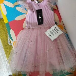 Petite Hailey Pink Tulle Dress with Glitter